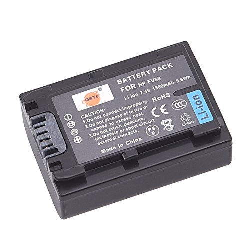 DSTE Recargable Litio Batería Compatible para NP-FV50 y Sony HDR-CX220, HDR-CX230, HDR-CX290, HDR-CX330, HDR-CX380, HDR-CX430V, HDR-CX900, HDR-CX260V, HDR-CX580V, HDR-CX760V, HDR-PJ200 Cámara