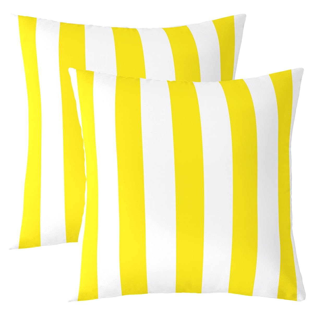 Homewish Yellow White Striped Decorative Cushion Covers 40 x 40 cm Set of 2 — image 1