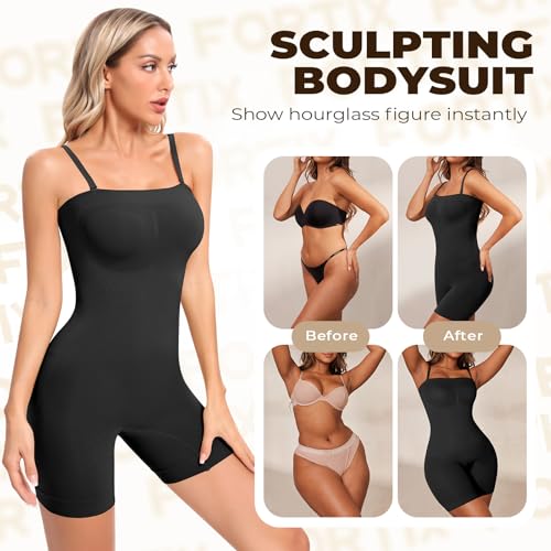 Image of fortix Strapless Shapewear Bodysuit for Women Tummy Control Full Body Shaper Snacthed Bodysuit Seamless Under Dresses
