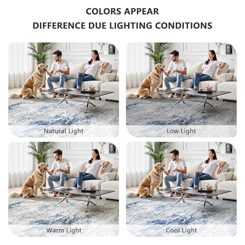 Image of 8x10 Area Rugs, Abstract Modern Ultra Soft Washable Rug, Non Slip Carpet with Rubber Back Stain Resistance Rugs for Living Room, Bedroom, Dining Room Decor(Blue & White)