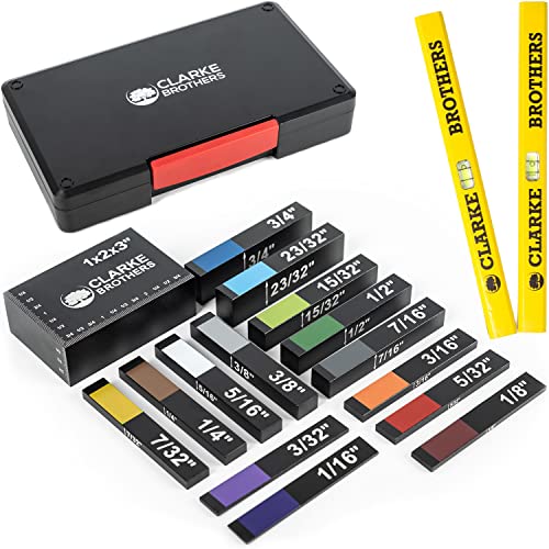Clarke Brothers Setup Blocks – 15-Pcs Height Gauge Block Set with 2 Carpenter Pencils – Assorted Color Setup Bars – Professional Set Up Block Set for Woodworking, Carpentry, Drilling, DIY - Image 3