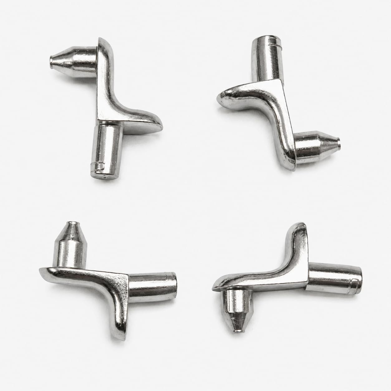 Rohans 4 x Shelf Support Pegs/Pins Bracket, 5mm, Shelf Support Pins Studs for Wardrobe Cabinet Cupboard Bookcase Closets Showcase Kitchen, L Shaped, Nickel Plated, Silver, Earthquake Support XP2222