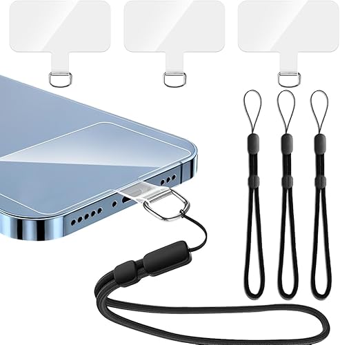 3 pestañas de sujeción para teléfono + 3 correas de mano con cordón de muñeca, correa cruzada transparente para teléfono, lengüeta de amarre