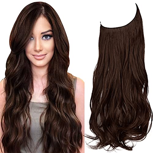 OKHOTY Hair Extensions Straight Wavy Curly Long Synthetic Hairpiece Adjustable Headband 18 20 22 Inch Invisible Secret Wire for Women