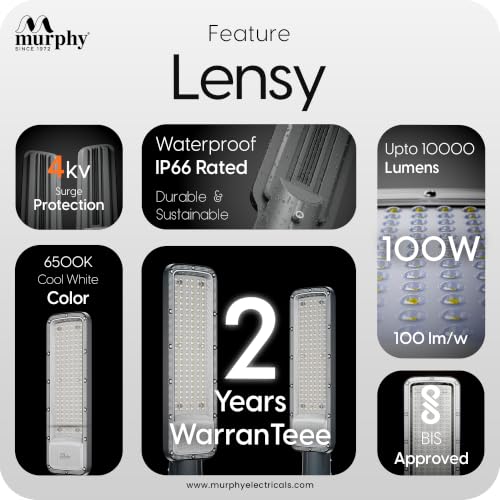 Image of Murphy Lensy 100W LED Street Light | 10000 Lumens | BIS Approved