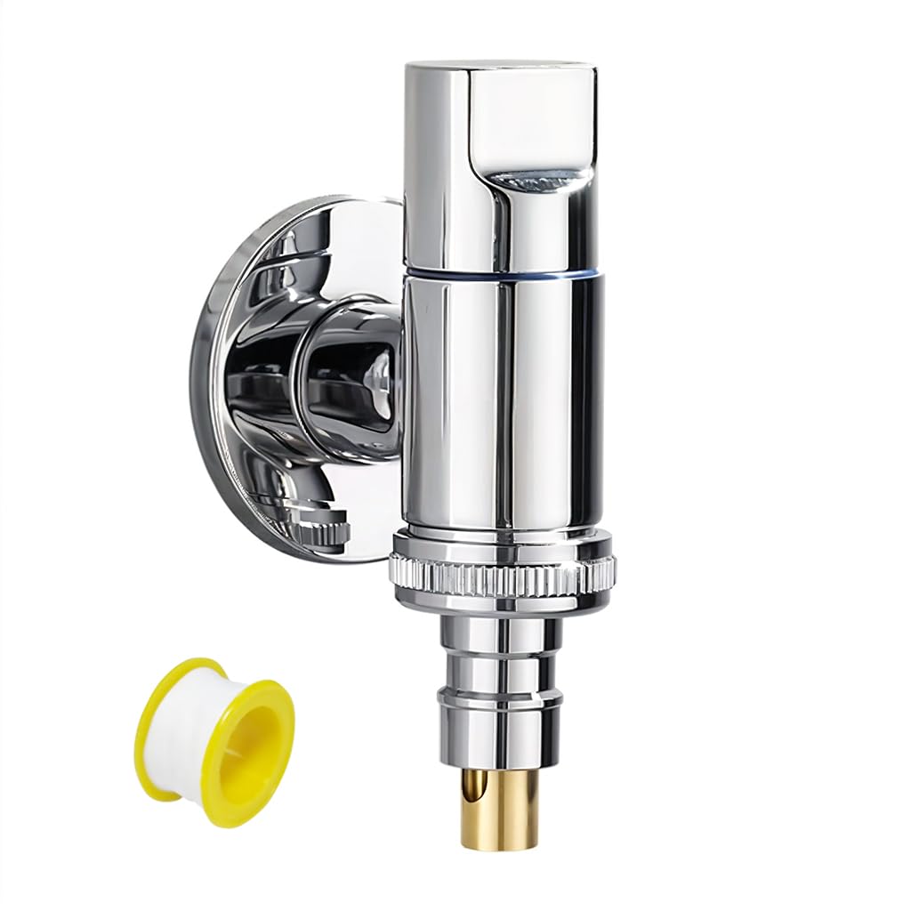 HASTHIP® Laundry Faucet Washing Machine Faucet,Small Full-Metal Universal 1/2'' for Laundry & Dishwasher,Dishwasher Angle Valve (Chrome Finish)