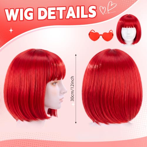 Image of Chunyin 2 Pieces Party Wigs and Sunglasses Set, Red