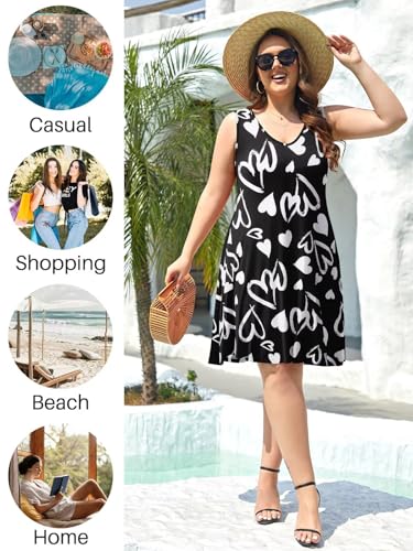 Image of BELAROI Women Casual Summer Beach Dresses Plus Size Sundress V Neck Pockets Swing Tank Dress Cover Ups