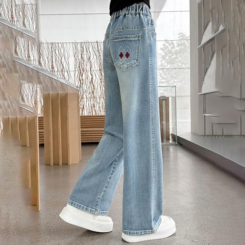 Girls Cargo Pants 2025 High Waist Baggy Wide Leg Jeans with Pockets Y2K Streetwear Denim Trousers for Teens and Kids4