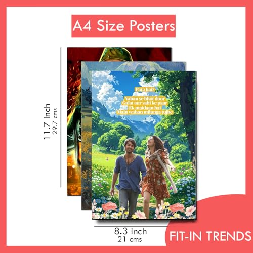 Image of Fit-in Trends Rockstar A4 Posters (Set of 6) Ranbir Kapoor Bollywood Movie Rockstar Posters for Bedroom, Living Room, Hostel