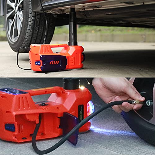 Image of JANVITHA DC 12V Electric Hydraulic Car Jack with Electric Impact Wrench Digital Tire Inflator and LED Light | Repair Tool Kit 6 in 1 Set | Weight Capacity 5 Ton |JCJDS5T (Height Upto 17.7 Inches)