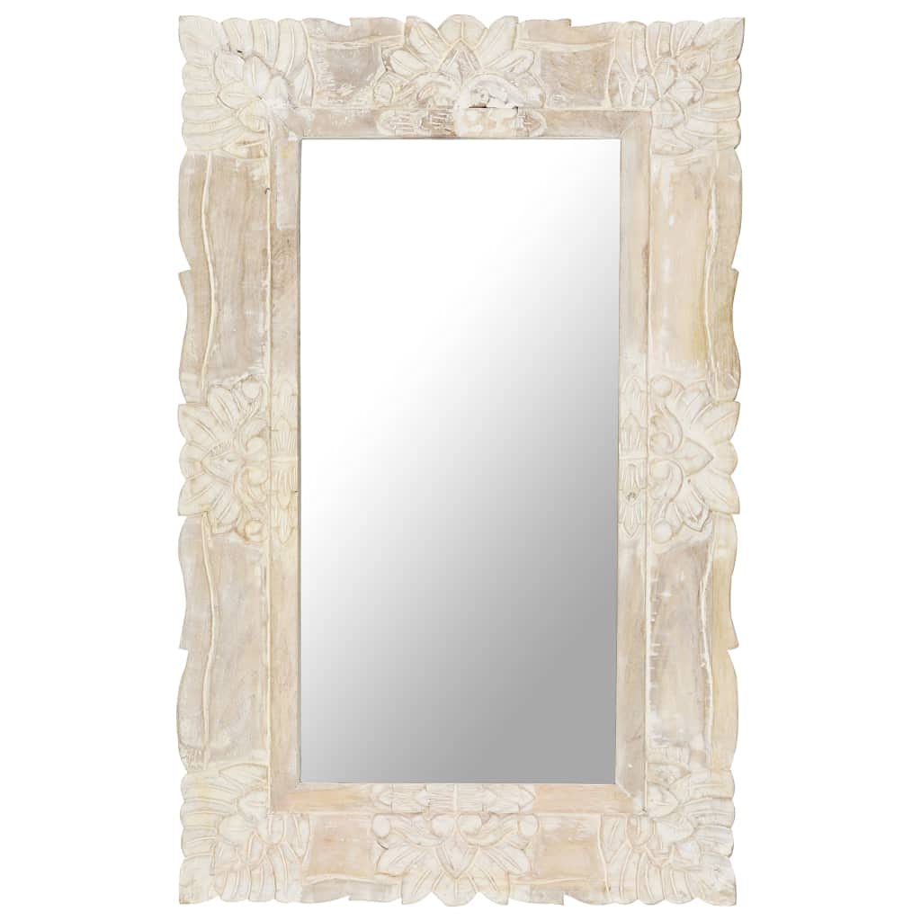 Genérico Espejo de Madera Maciza de Mango Blanco 80x50 cm,Casa y jardín,Decoración,Espejos,321633