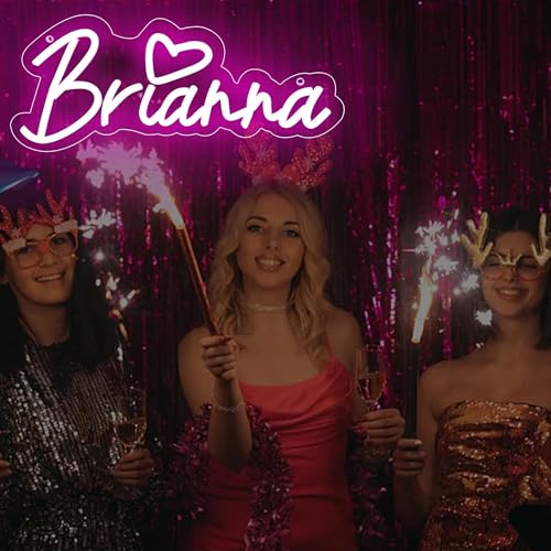 Image of Brianna Name Neon Sign for Wall Decor,LED Name Brianna Neon Light for Kids Bedroom,Birthday Brianna Party Decoration,Neon Sign Customizable Choice for Girl,Size 13.4 * 5.7 inches(JTLD093)