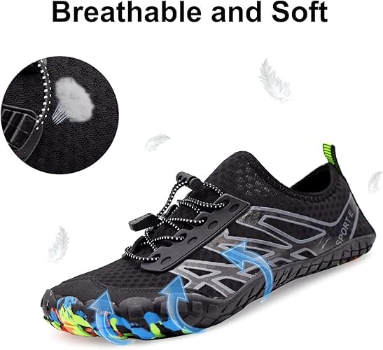 Water Shoes for Men Women Quick-Dry Barefoot Aqua Sock Outdoor Athletic Sport Shoes Black Mens Size 10 Womens Size 11 EUR 444