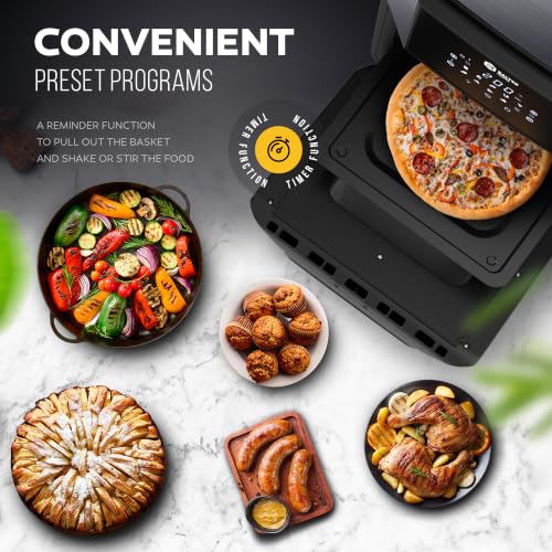 Image of Balter Air Fryer Oven 6-in-1, 13 QT XXL Airfryer, stainless steel, Touchscreen, Rotisserie, Food Dehydrator, Convection Oven, Bake, Broil, Reheat, Windowed Door, Recipe Book