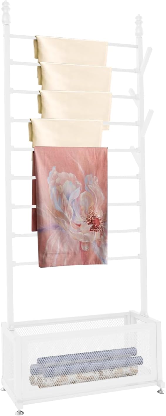 9-Layer Wall Mounted Display Rack, Wall Wrapping Paper Ribbon Organizer, Belt Towel Holder Ribbon Dispenser Holder Wrapping Station for Craft Room Flower Shop