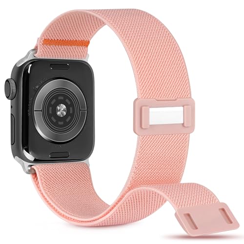 Image of Nylon Solo Loop Band Compatible with Apple Watch 40mm 41mm 42mm 38mm 44mm 45mm 46mm 49mm Women Men, Elastic Magnetic Clasp Stretchy Sport Strap for iWatch Series SE 11 10 9 8 7 6 Ultra