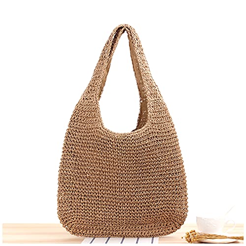Image of Naimo Women Straw Beach Shoulder Bag Woven Tote Handbag Large Handmade Weaving Summer Casual Hobo Bag