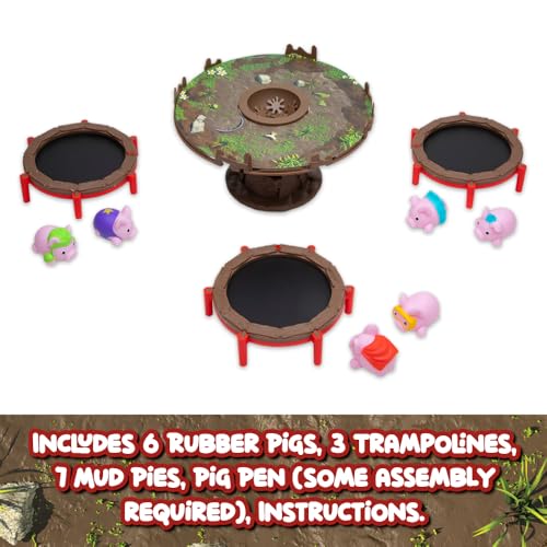 Image of Pigs on Trampolines Board Games - Family Game, Kids Games, Multi-Player, Board Games for Family Night, Preschool Toys, The Muddiest Pig Wins The Game, Hand-Eye-Coordination Game, Ages 6+