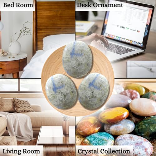 Image of Amazing Gemstone Hackmanite Fluorescent Sodalite Crystals and Healing Stones - Large Palm Stone Crystals Piedra - Crystal for Good Luck, Meditation - Unique Stocking Stuffers, Gifts for Women, Men