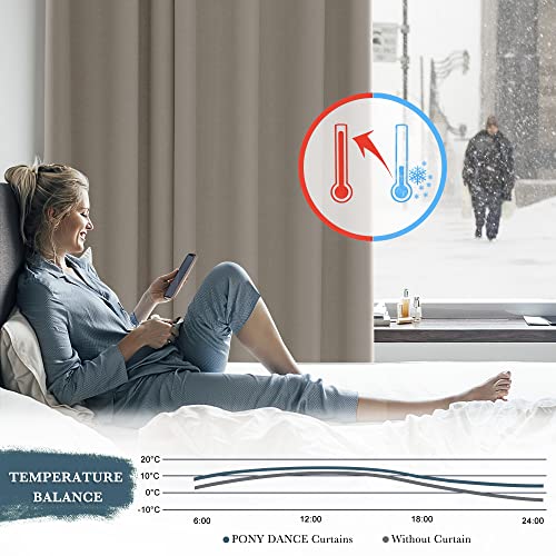 PONY DANCE PONY DANCE Verdunklungsvorhänge mit Ösen 2er Set Schlafzimmer Vorhänge Blickdicht Thermo Gardinen gegen Kälte Blackout Curtains for Living Room, H 200 x B 140 cm, Sandfarben - Produktansicht 3 | Tages Deals