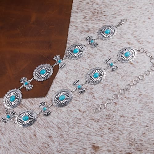 Rustic Couture's Western Chain Belt for Women Cowgirl Rustic Metal Waist Concho Belts3