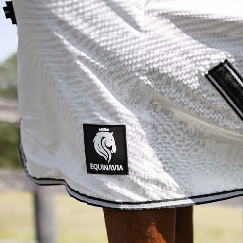 Image of Equinavia Brisk Mesh Horse Fly Sheet with Neck Coverage, UV Protection | Cool Breathable Equine Fly Sheet for Horses, Horse Turnout Sheet Against Pests, Insects and Sun Exposure, Silver Grey