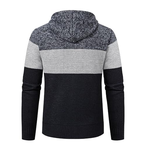 Cardigan Sweaters for Men,Full Zip Long Sleeve Knit Sweater Open Front Cardigans Fashion Winter Warm Patchwork Sweater2