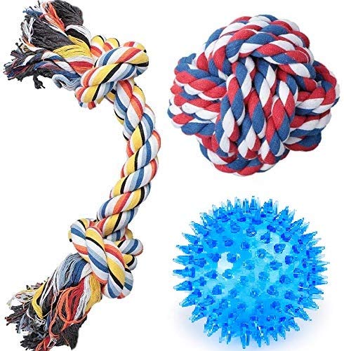 RvPaws Dog Rope Toy, 3 Pack Dog Chew Toys, Toys Set with 100% Natural Cotton for Large Dogs (B08LBBRFS8) Amazon Price History, Amazon Price Tracker