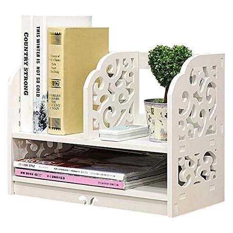 DIY Wooden Desktop Bookshelf Storage Organiser Small Objests Cosmetics Display Bookcase Cover