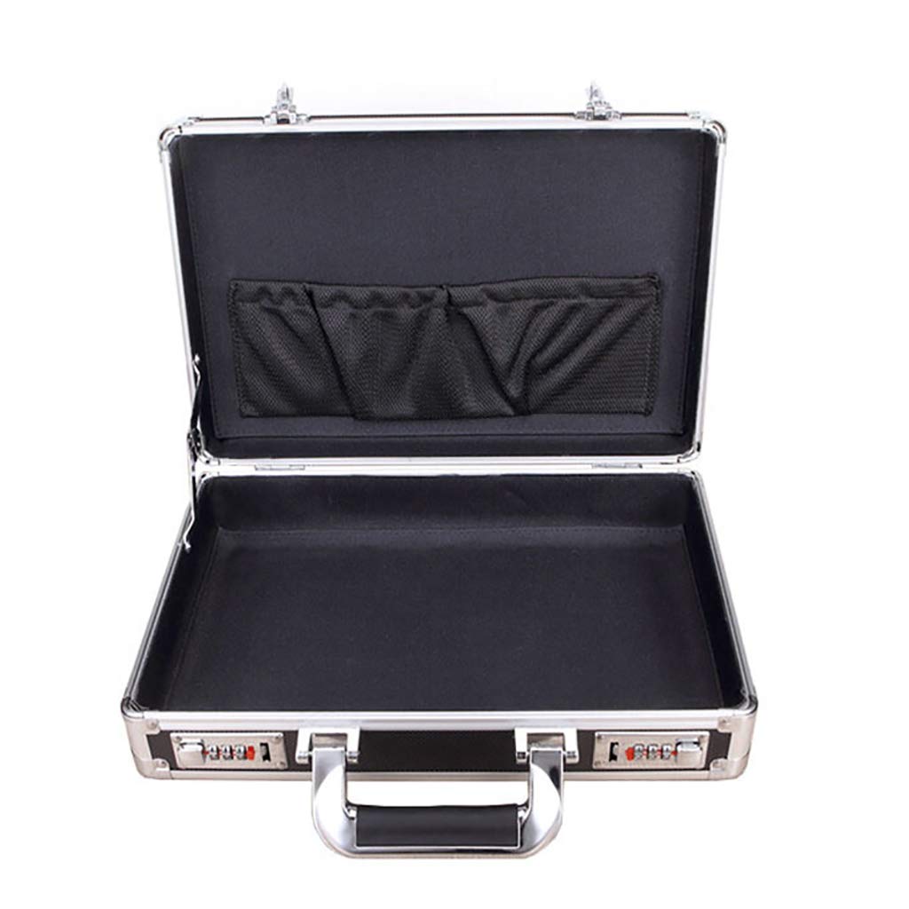 GLETSF Aluminium Storage Box Portable Lockable Storage Flight Case With Handle Universal Equipment Storage Box - Black/Silver-Black-50x37x18cm