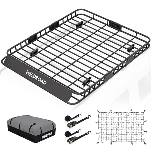 Image of WILDROAD Rooftop Cargo Carrier Combo Roof Rack Cargo Basket 65 inch x 50 inch x 4 inch