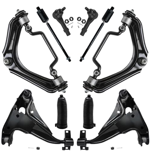 Image of Detroit Axle - 10pc Front Suspension Kit for 2002 2003 Ford Explorer Mercury Mountaineer [4.0L], 4 Upper and Lower Control Arms with Ball Joint 4 Inner Outer Tie Rods 2 Boots Replacement
