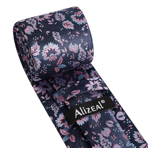 Image of Alizeal Mens 3.15inches Leaf Flower Pattern Tie Set