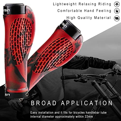 Image of TOPCABIN Ergonomic Bike Grips - Widen Holding Rubber Grips with Aluminum LockGrips for Mountain & Road Bikes