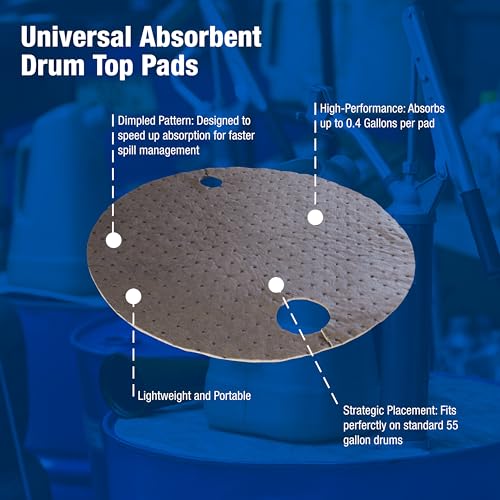 Image of Universal Absorbent Drum Top Pads, 25 Pack Box