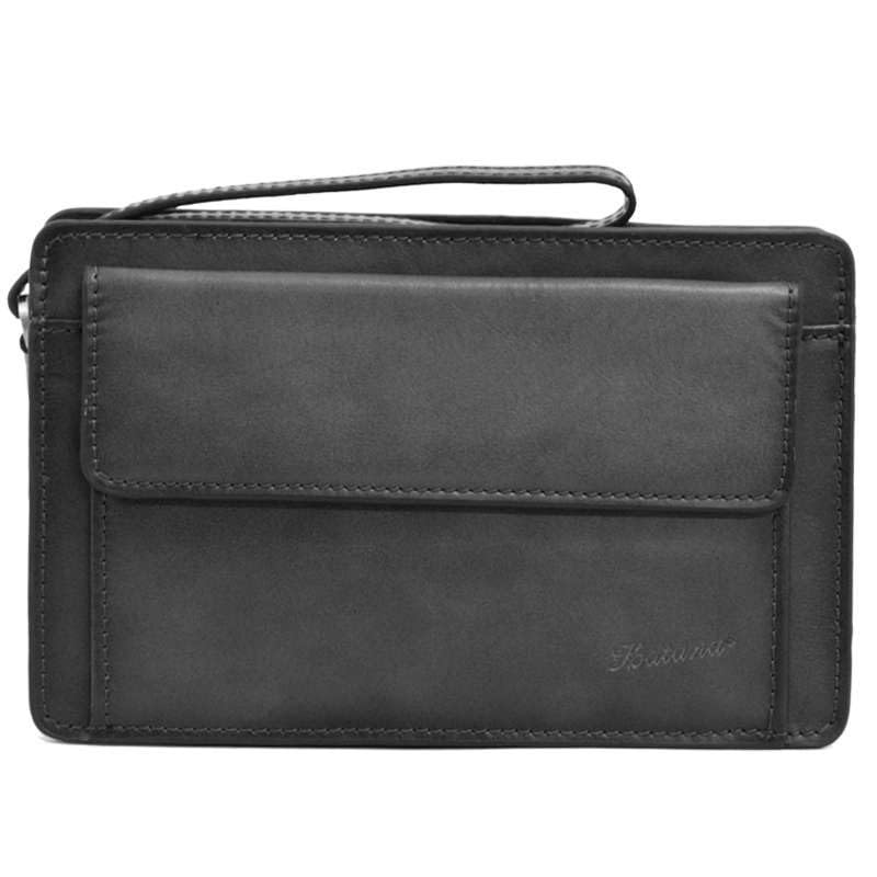 Katana - Pochette Homme en Cuir - Noir - 23.5 x 15 x 8 cm - Noir