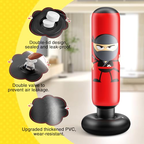 image for BISUFLE Inflatable Kids Punching Bag, Punching Bag Karate Gifts for Bo
