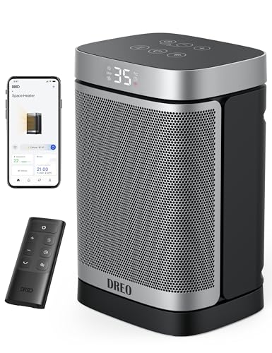 Dreo Riscaldatore intelligente per spazio, Riscaldatore elettrico in ceramica PTC oscillante a 70° con termostato, Telecomando, 3 modalità 3 velocità, Modalità ECO per risparmio energetico