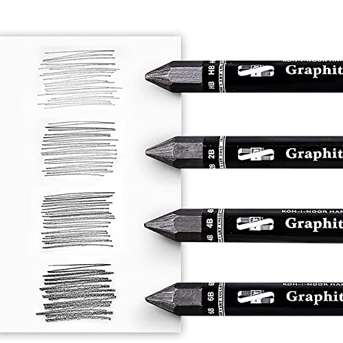 Crayons à croquis graphite HB 2B 4B 6B sans grain de bois lot de 4 - 5