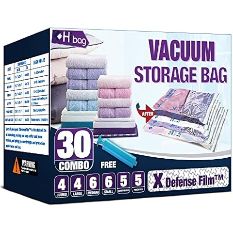 Hibag Vacuum Storage Bags, Space Saver Vacuum Seal Storage Bags 30-Pack Sealer Bags for Clothes, Clothing, Bedding, Comforter, Blanket Cover