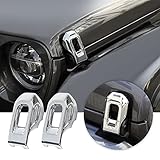 Voodonala for Jeep JL ABS Hood Latches Engine Buckle Bonnet Fastener Engine Cover Decor Trim Protction Cover for 2018-2024+ Jeep Wrangler JL JLU Gladiator JT Exterior Accessorie ABS Chrome 2pcs