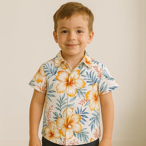Winmany Father Son Matching Hawaiian Shirts Mens Boys Floral Beach Outfit Family Summer Vacation Short Sleeve Tops3