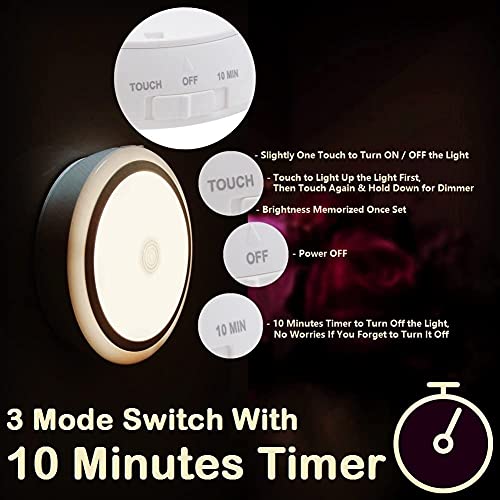 Rtsu Rechargeable Touch Light With Timer, Dimmable Kids Baby Nursery Night Light Lamp, Wireless Stick-On Anywhere Led Push Tap Light For Closet Cabinet, Brightness Memory, Warm White Light #TOP3