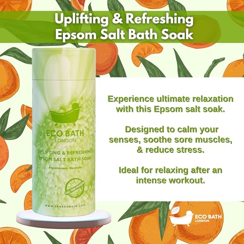Image of Eco Bath London Uplifting Epsom Salt Bath Soak - Tube 2.2 lb (1 kg), Made in UK, Magnesium Bath Salt with Citrus Essential Oils