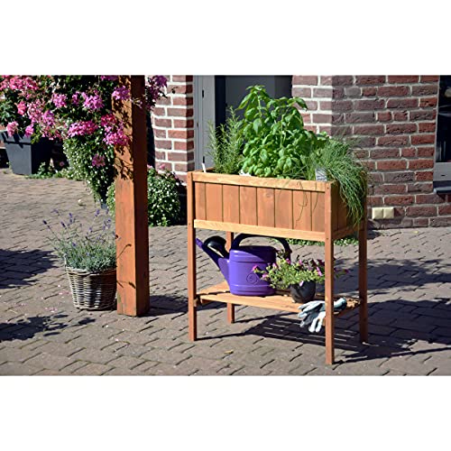 dobar® 58250e kompaktes Hochbeet | Erhöhtes Gemüsebeet | Kräuterbeet aus Holz | Balkonbeet für Salat | Pflanzkasten für Balkon/Garten/Terrasse | 76 x 40 x 80 cm | Braun
