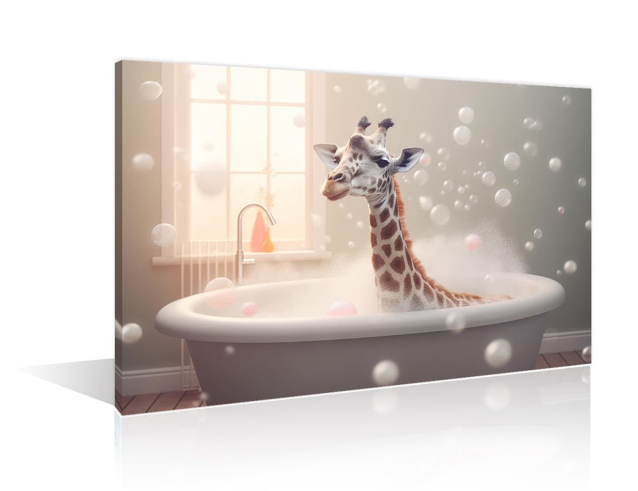 Funny Pets Animal Wall Decor Canvas Paintings Bathtub Animal Giraffe Pictures for Bedroom Bathroom