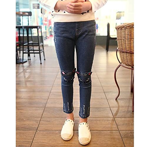 Kids Girl Jeans Fashion Printed Jeans Trousers Denim Pants Skinny Slim Fit Jeans Cute Cat/Rabbit Stretch Jeans3