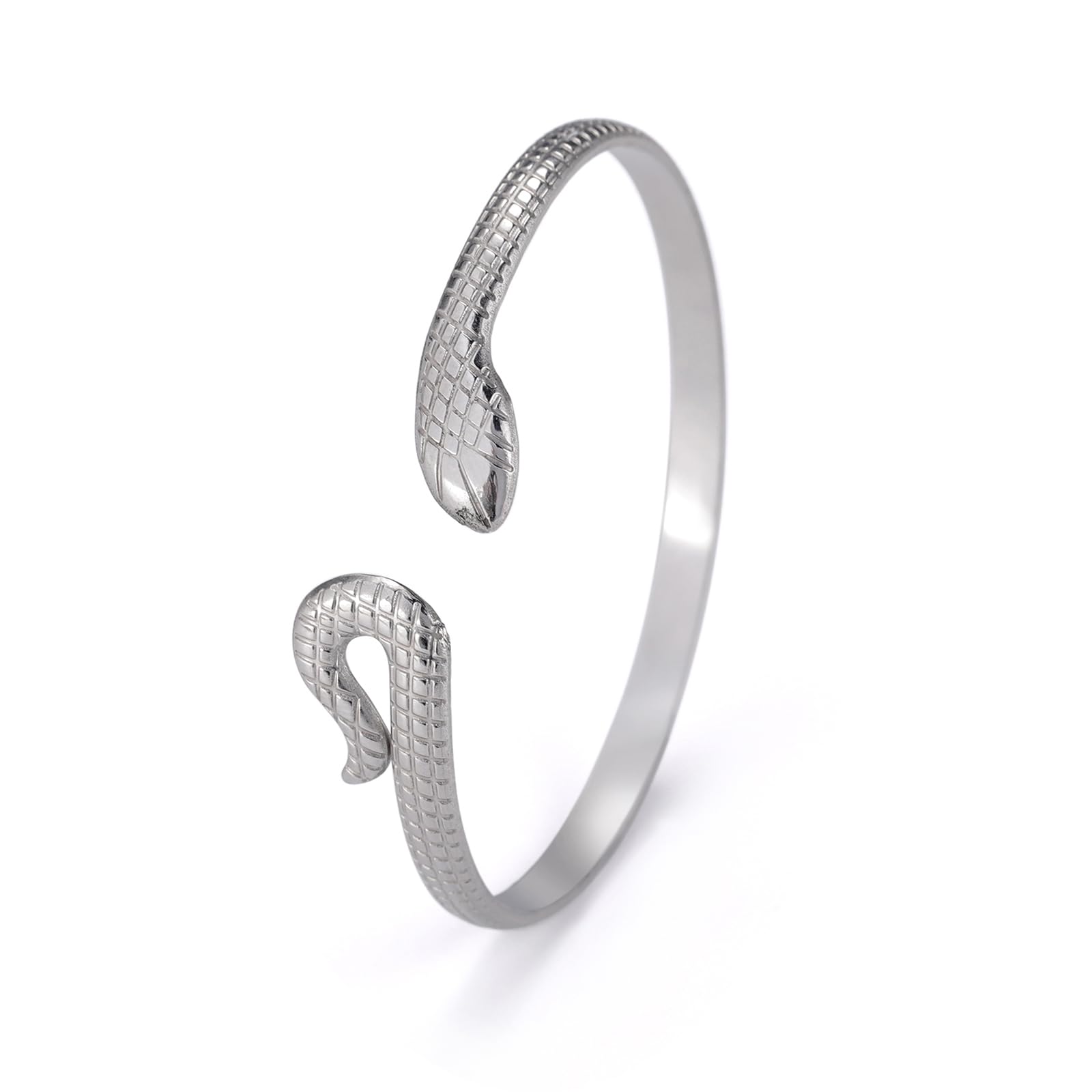 VASSAGO Pulsera de serpiente, brazalete abierto, pulsera de derivación de serpiente, pulsera ajustable de animales, joyería de mano de serpiente para mujeres y niñas
