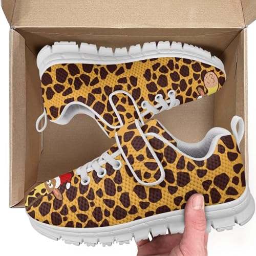 Little Kid Boys Girls Tennis Shoes Kids Slip on Running Sneakers Wide Casual Barefoot Shoes Giraffe Pattern（White Sole）2